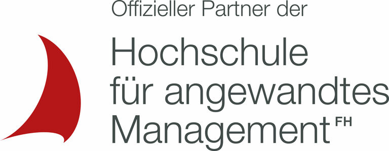 Logo der Hochschule für angewandtes Management mit Aufschrift "Partner"